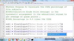 python program to calculate cgpa