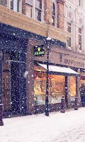 City Winter Europe Street Snow Shopping ...