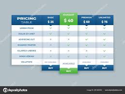 Comparison Pricing Table List Vector Comparing Price Banner