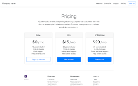 pricing exle for bootstrap
