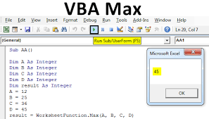 Max Function In Excel Vba