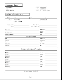 Company Info Sheet Template Employee Information Forms