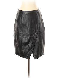 Details About Halogen Women Black Leather Skirt 4 Petite