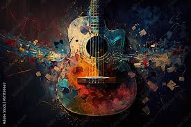abstract acoustic guitar painting