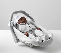 Gray Stars Baby Doll Car Seat Pottery