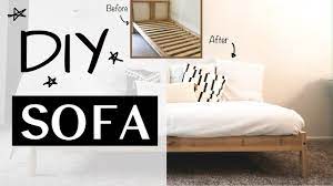 We were looking all over, trying to find a couch for our studio, but we were on a tight b Diy Comfy Cloud Couch For 125 Bed To Couch Ikea Hack Youtube