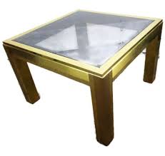 Coffee Side Table Brass Smoked Glass