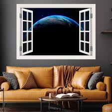 Wall Sticker With Window Planet Earth