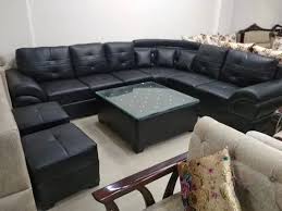 U Shape Black Sofa Sets