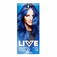 Dan heb je geluk, want hier zijn ze. Schwarzkopf Live Ultra Brights Or Pastel Electric Blue 095 Semi Permanent Hair Dye Wilko