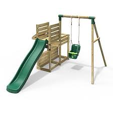 Rebo Wooden Swing Set With Deluxe Add