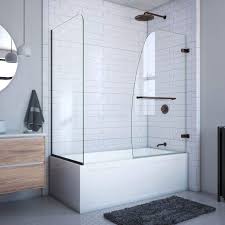 58 Inch H Frameless Hinged Tub Door