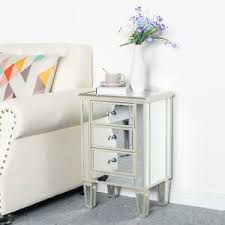 mirrored 3 drawer nightstand end table