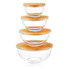 Glass Bowl With Bamboo Lid For En