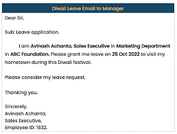 diwali leave application formats for office