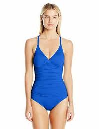 Jantzen Womens Solid Halter Macrame Back One Piece Swimsuit Seaside Blue 8 53474965863 Ebay