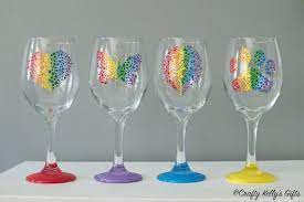 Hand Painted Rainbow Wine Glass 21st