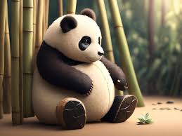 cute panda with bamboo background for