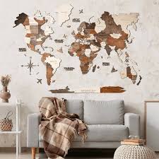 Wooden Wall Map 3d Classic