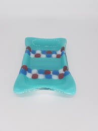 Fused Glass Soap Dish Turquoise