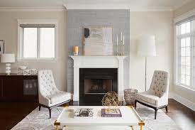 Gray Fireplace Wall With White Mantel