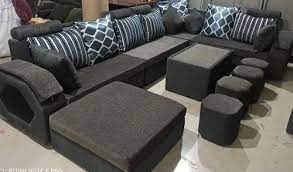 dark grey pillow back clic sofa set