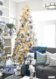flocked christmas tree decor blue