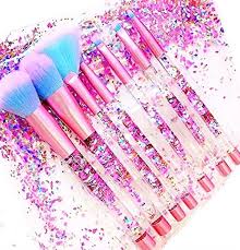 unicorn fan makeup brush set crystal