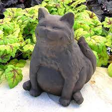 Cast Stone Happy Fat Cat Garden Statue