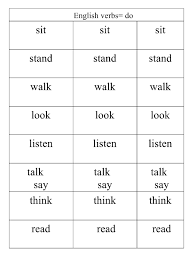 Very Basic Verbs Group 1 Pictures Words Simple Sentences Page 1