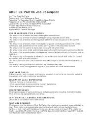 Resume For Chef Position Description Responsibilities Oliviajane Co