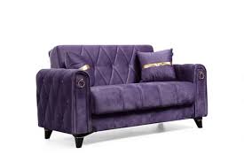 Istanbul Purple Velvet Fabric Loveseat