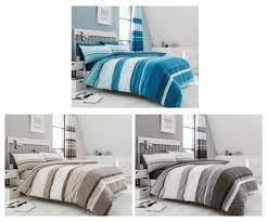 Stripe Duvet Cover Bed Sets In Taupe