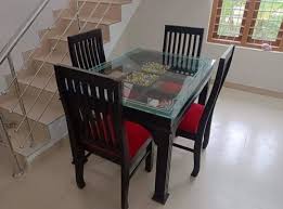 Square Wooden Small Dining Set 4 Seater
