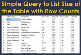 sql server simple query to list size