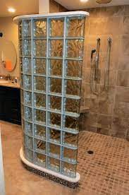 Doorless Curved Glass Block Shower