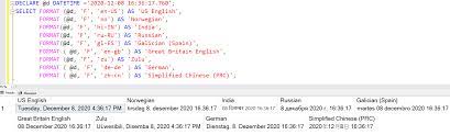 sql convert date formats and functions