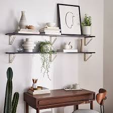 Linear Black Lacquer Wall Shelves With