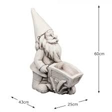 Wheelbarrow Gnome 60cm Antique Stone Effect