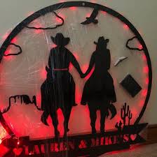 Cowboy Horse Metal Wall Art With Led