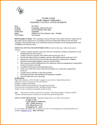 Community Outreach Worker Cover Letter Support Child