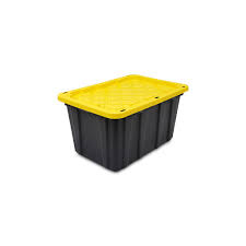 Buy home & garden online and read professional reviews on heavy duty storage bins home organization. Hdx 102l Strong Box Tote In Black Yellow The Home Depot Canada