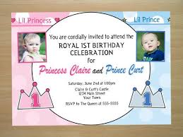 Prince Princess Birthday Invitation Twin Joint Party
