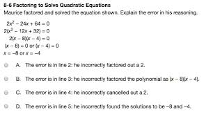 8 6 Factoring To Solve Quadratic