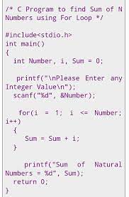 c program to find sum of n numbers