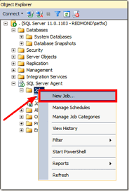 sql database using sql server job agent