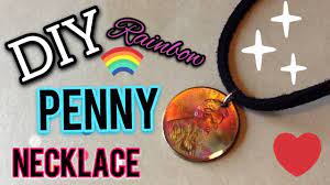 diy rainbow penny necklace coin
