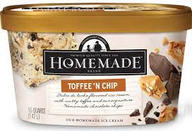toffee n chip homemade brand ice cream