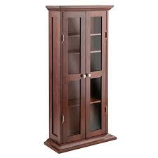winsome wood cd dvd cabinet with glass