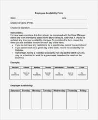039 Work Availability Form Template Executive One Page